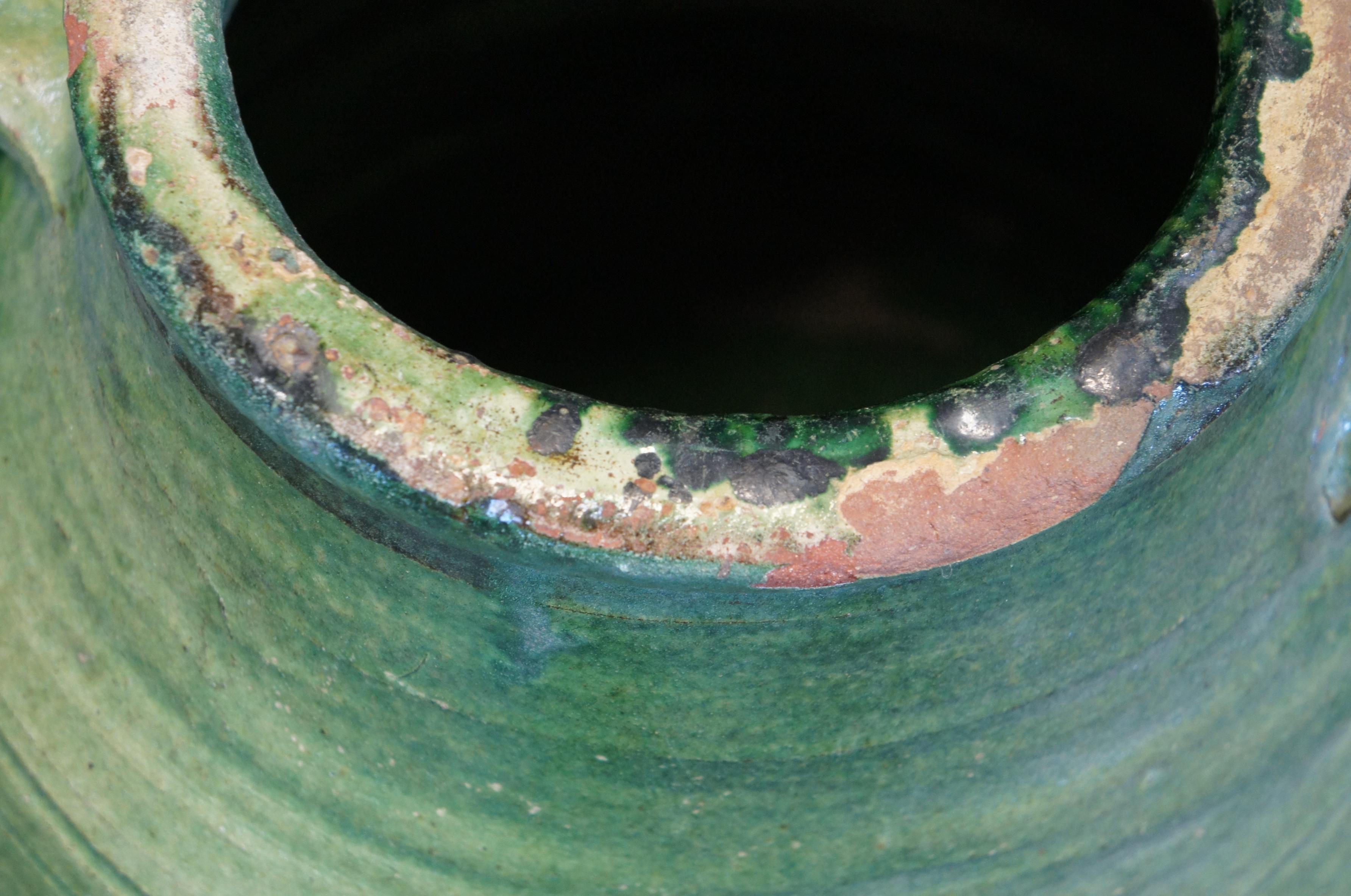 Ancienne Terre cuite française émaillée Olive Jug Floor Vase Amphora Urn Vessel 24