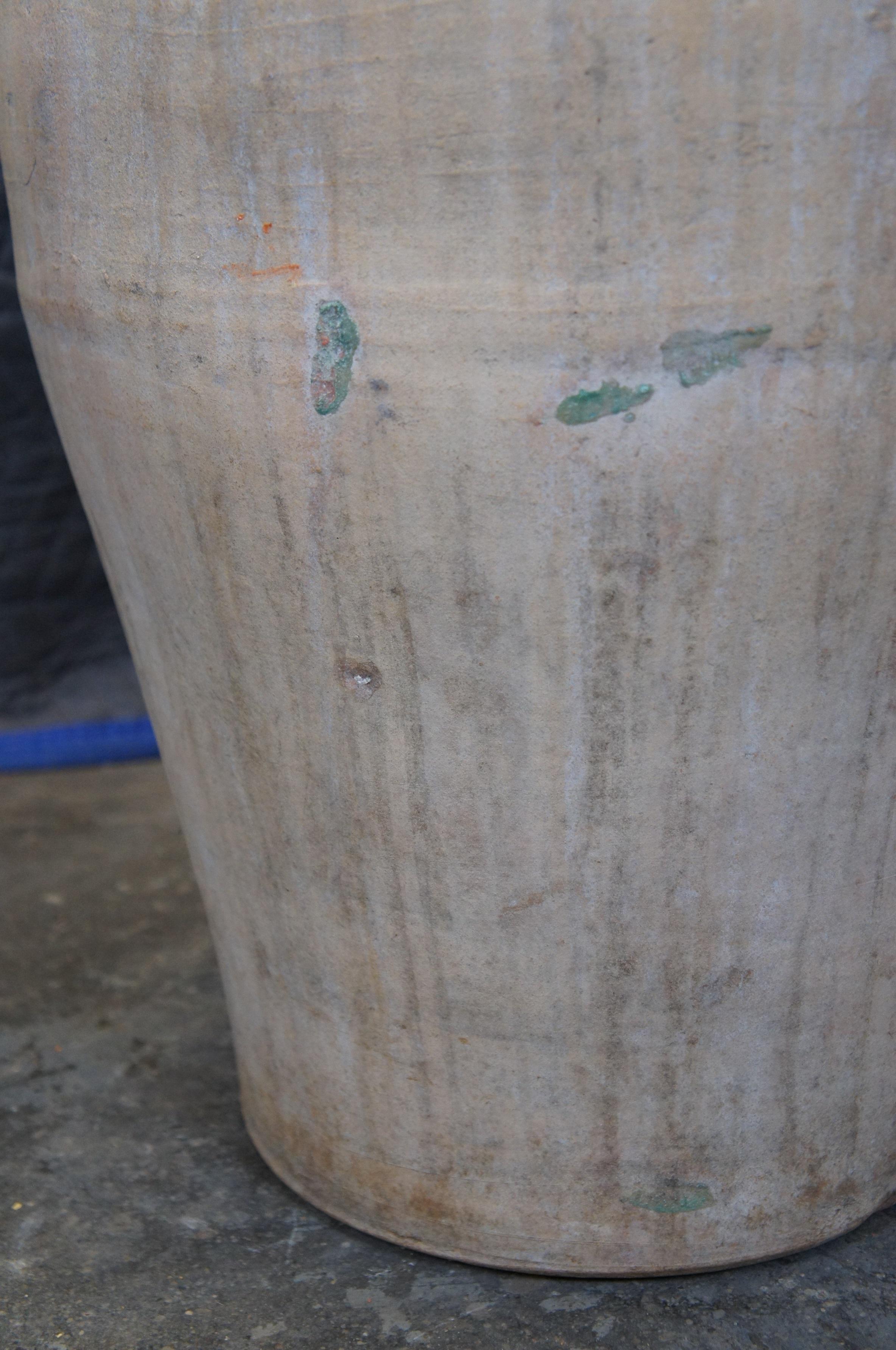 Ancienne Terre cuite française émaillée Olive Jug Floor Vase Amphora Urn Vessel 24