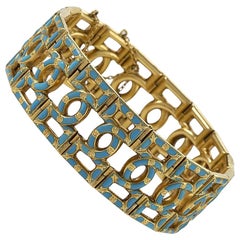 Antique French Gold and Blue Enamel Bracelet