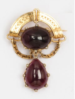 Antique Victorian Gold and Garnet Brooch