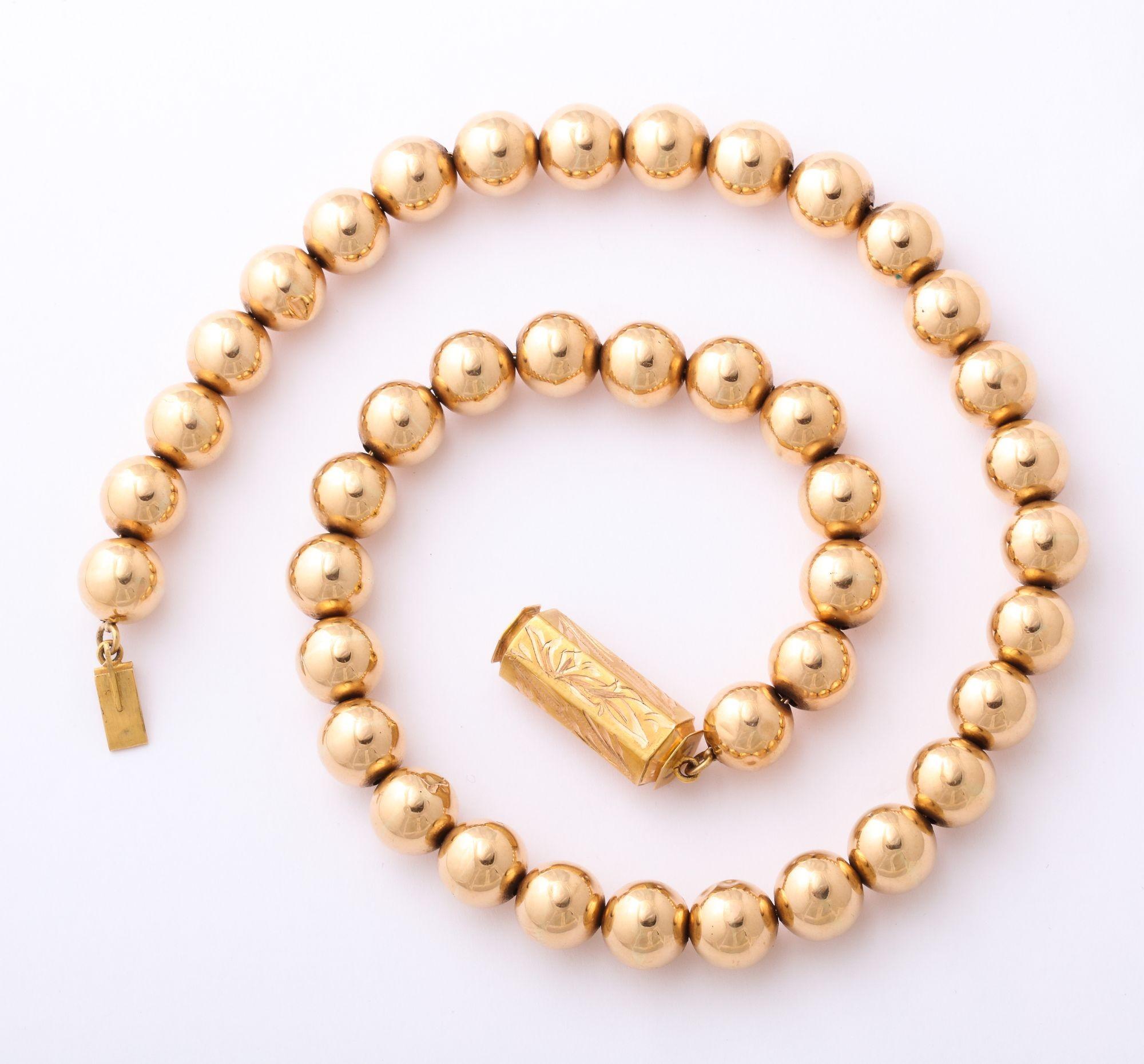 Early Victorian Antique French Gold Bead Necklace