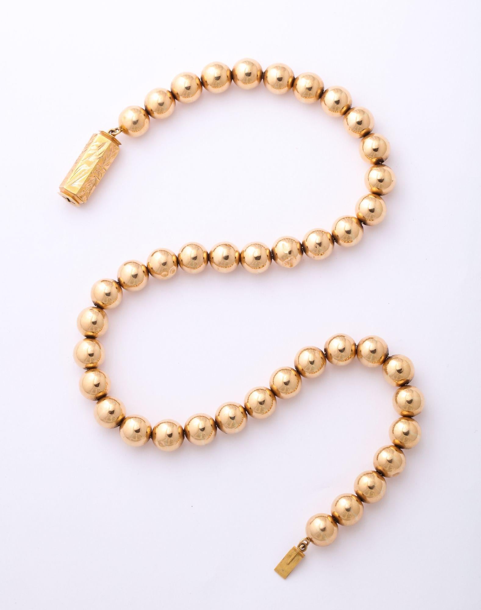 Women's Antique French Gold Bead Necklace