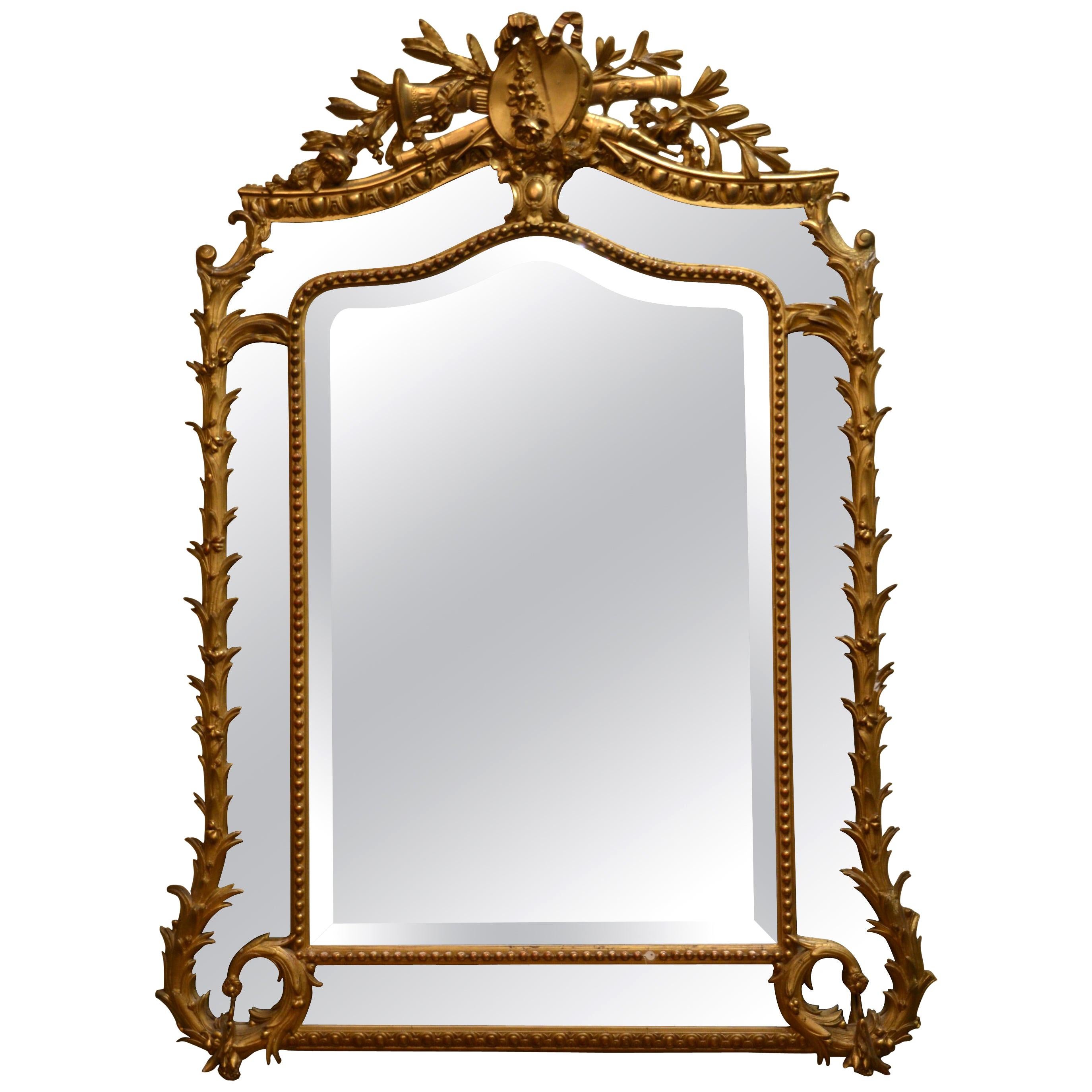 Antique French Gold Bevelled Mirror