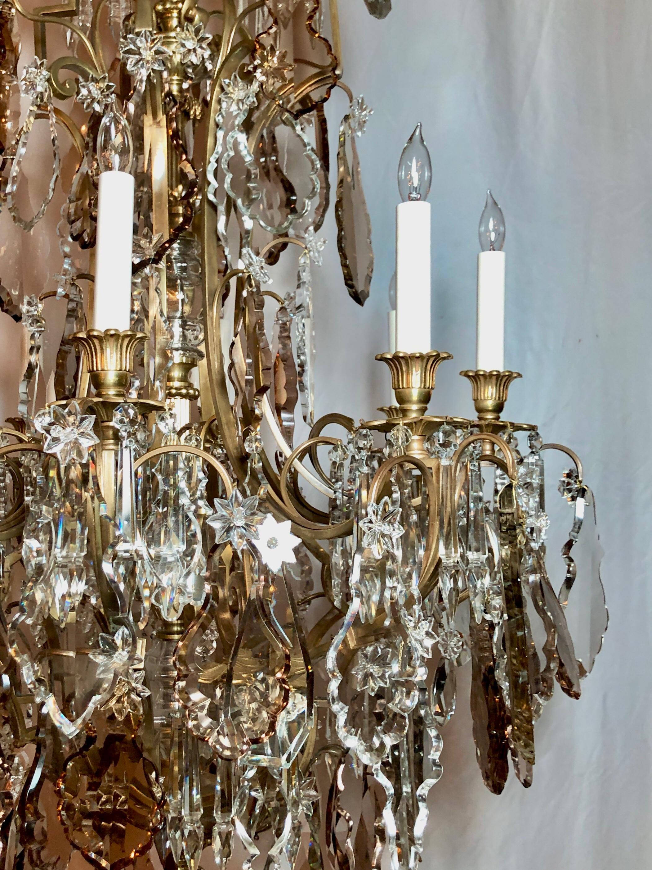 19th Century Antique French Gold Bronze & All Original Baccarat Crystal Chandelier Circa 1870 For Sale