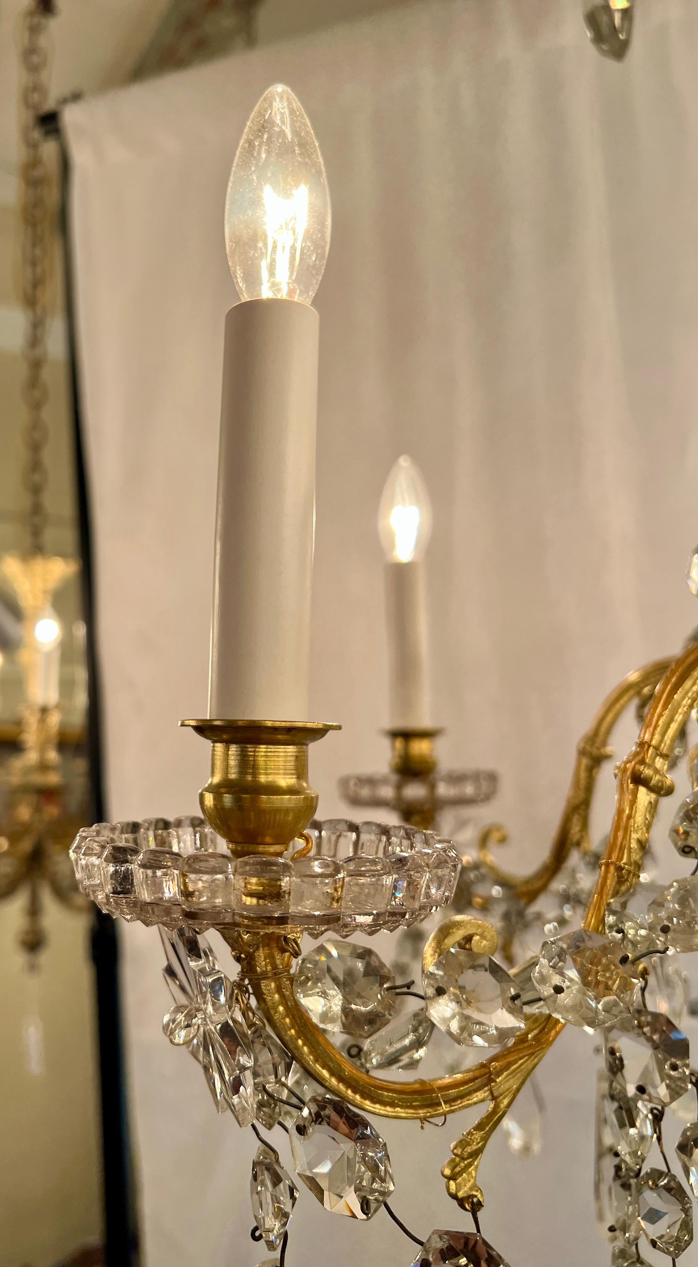 Antique French Gold Bronze and Baccarat Crystal Chandelier, Circa 1890-1900. For Sale 1