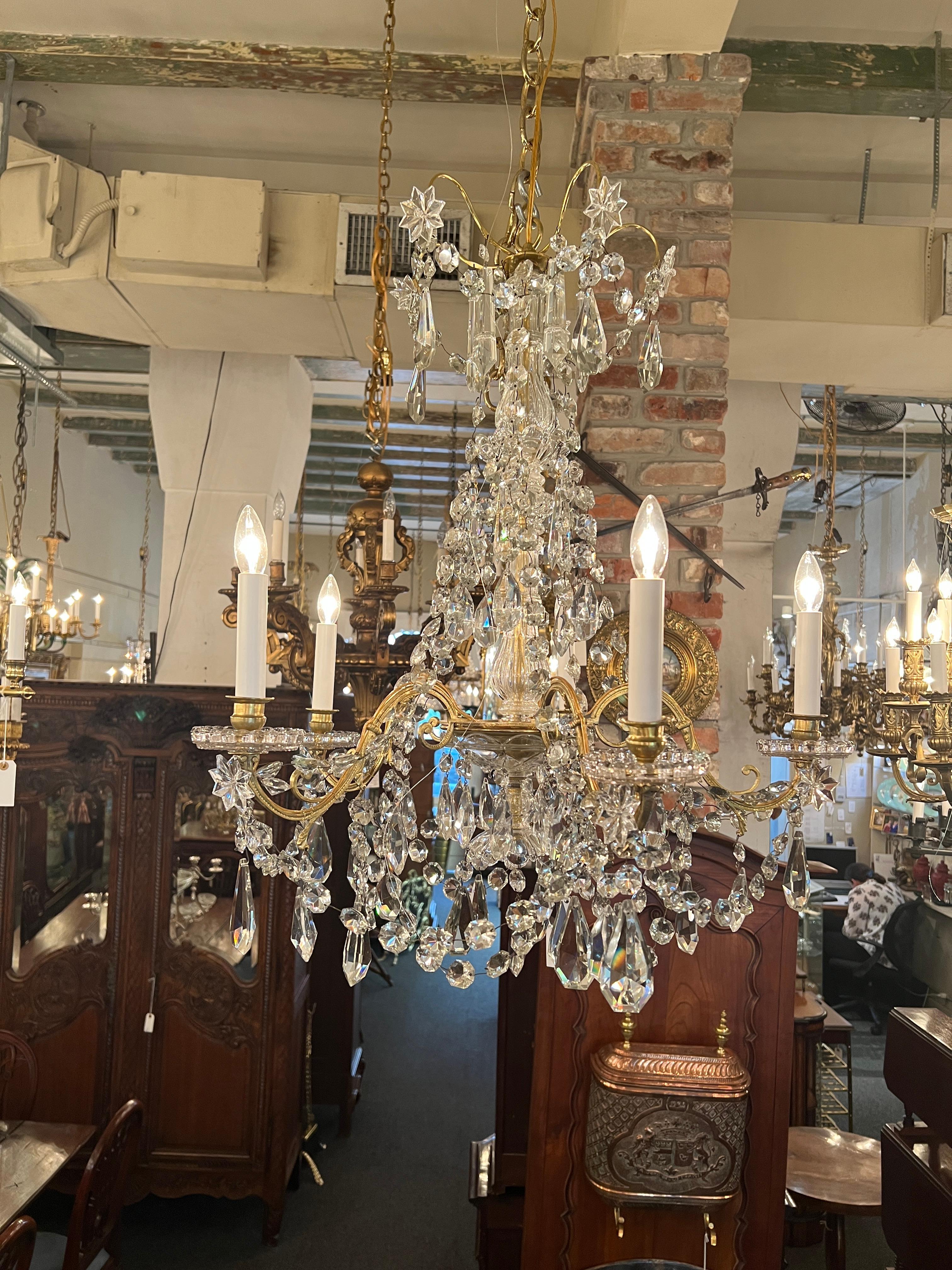 Antique French Gold Bronze and Baccarat Crystal Chandelier, Circa 1890-1900. For Sale 2