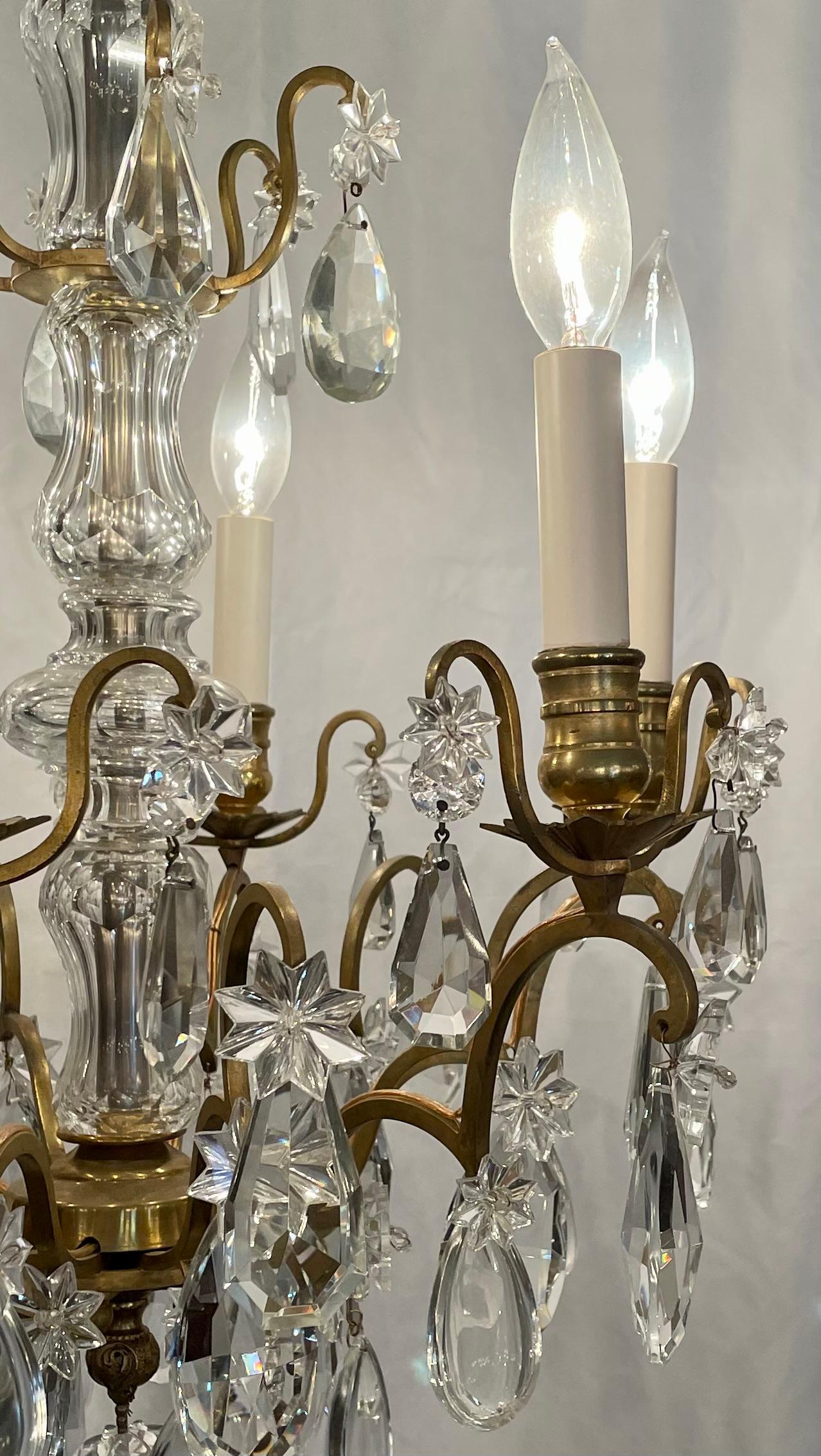 Antique French Gold Bronze and Baccarat Crystal Chandelier, Circa 1890's. For Sale 1
