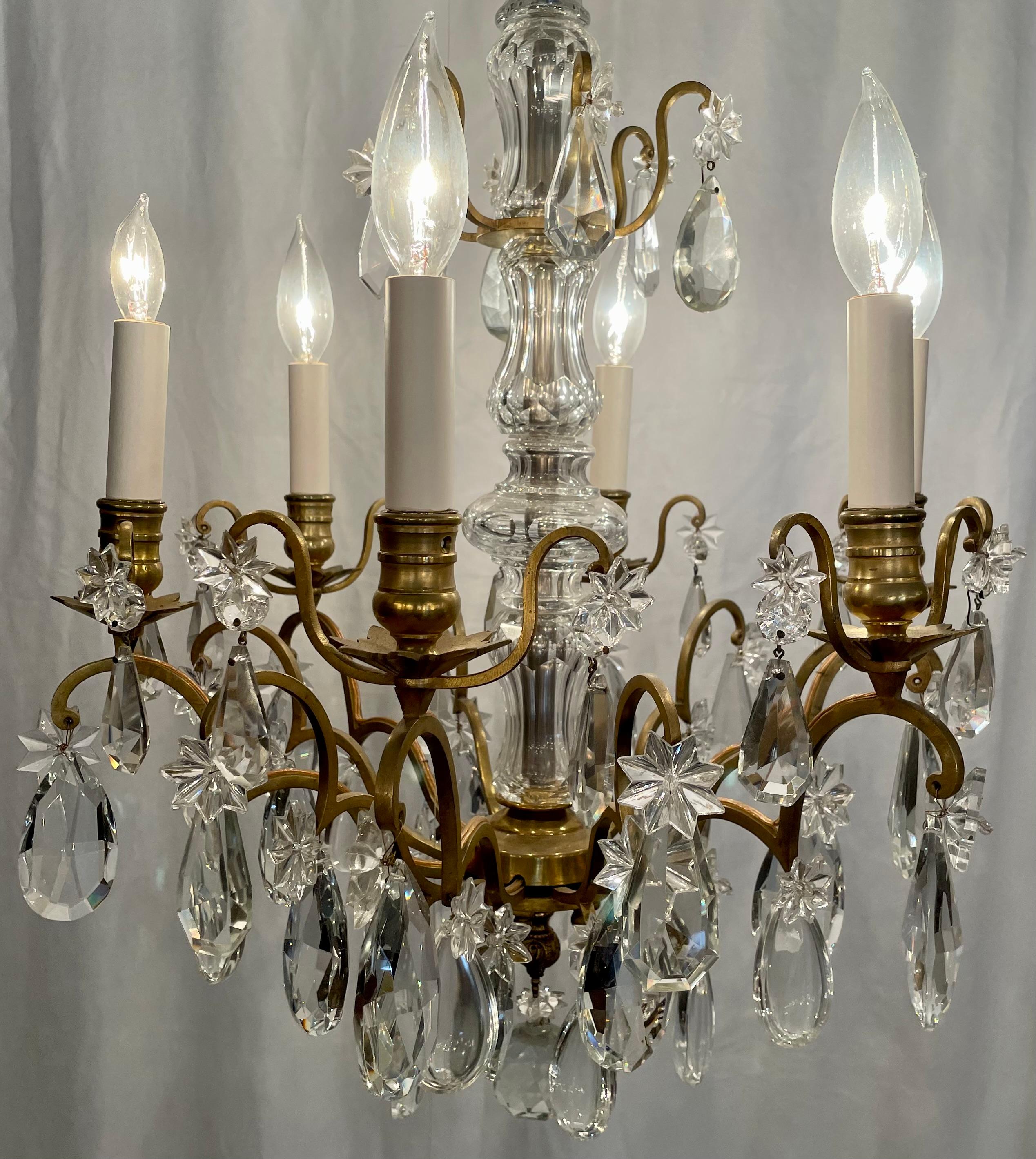 Antique French Gold Bronze and Baccarat Crystal Chandelier, Circa 1890's. For Sale 2