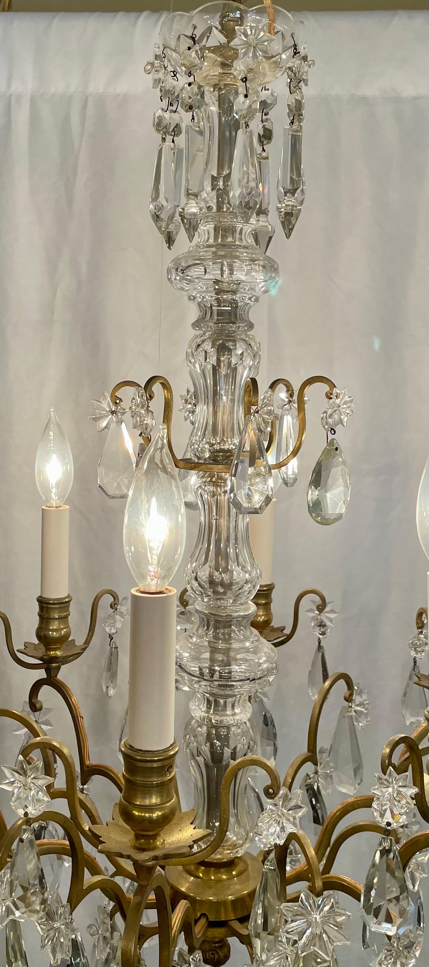 Antique French Gold Bronze and Baccarat Crystal Chandelier, Circa 1890's. For Sale 3