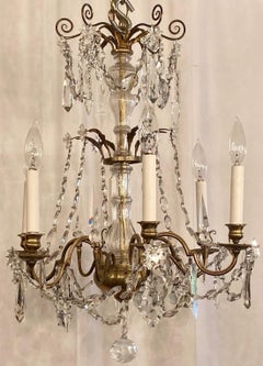 Antiker französischer Kronleuchter aus Goldbronze und Baccarat-Kristall, um 1900-1910