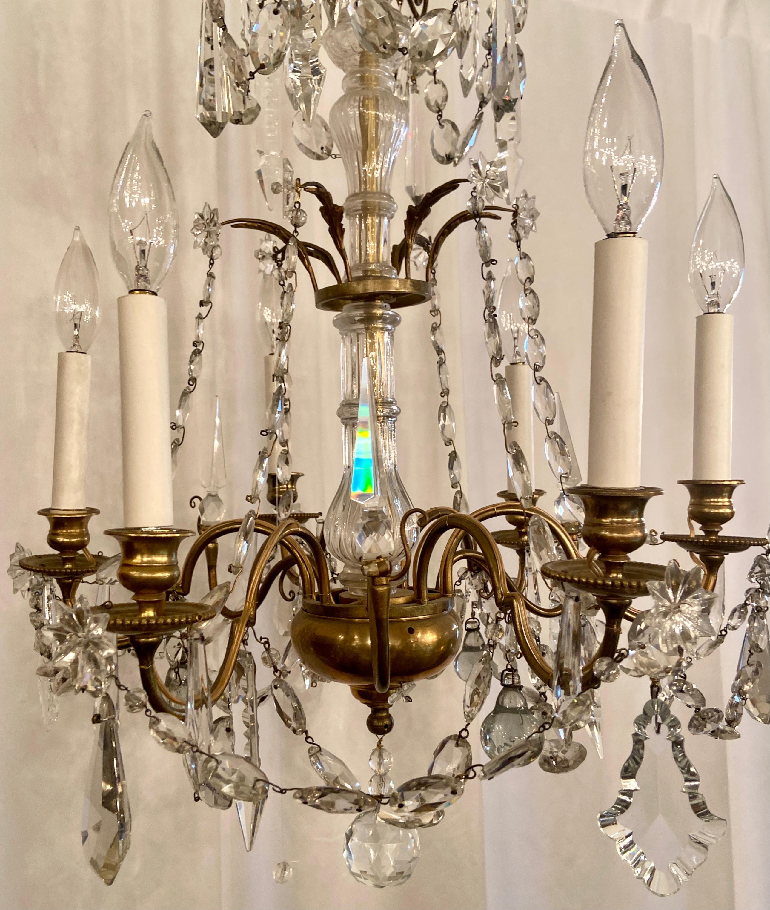 Antique French Gold Bronze and Baccarat Crystal Chandelier, Circa 1900-1910 1