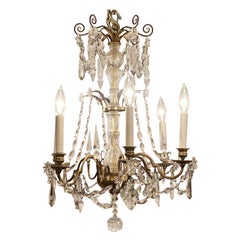 Antique French Gold Bronze and Baccarat Crystal Chandelier, Circa 1900-1910