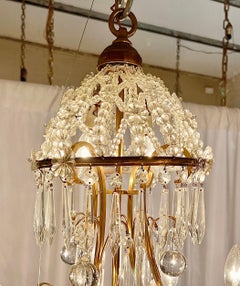 Antique French Gold Bronze and Baccarat Crystal Chandelier, Circa 1900's