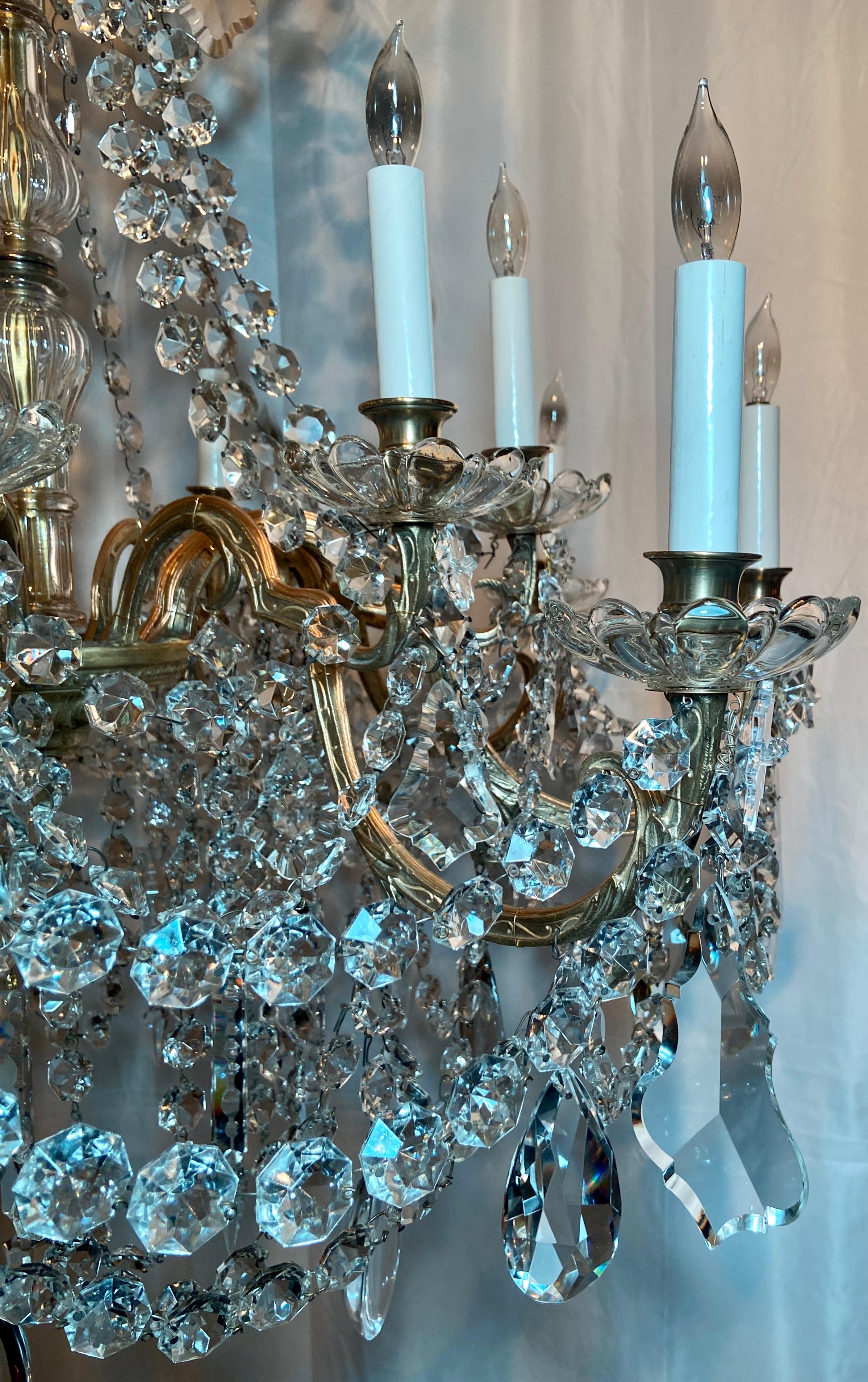 Antique French Gold Bronze and Crystal 18-Light Chandelier, Circa 1920-1930 For Sale 3