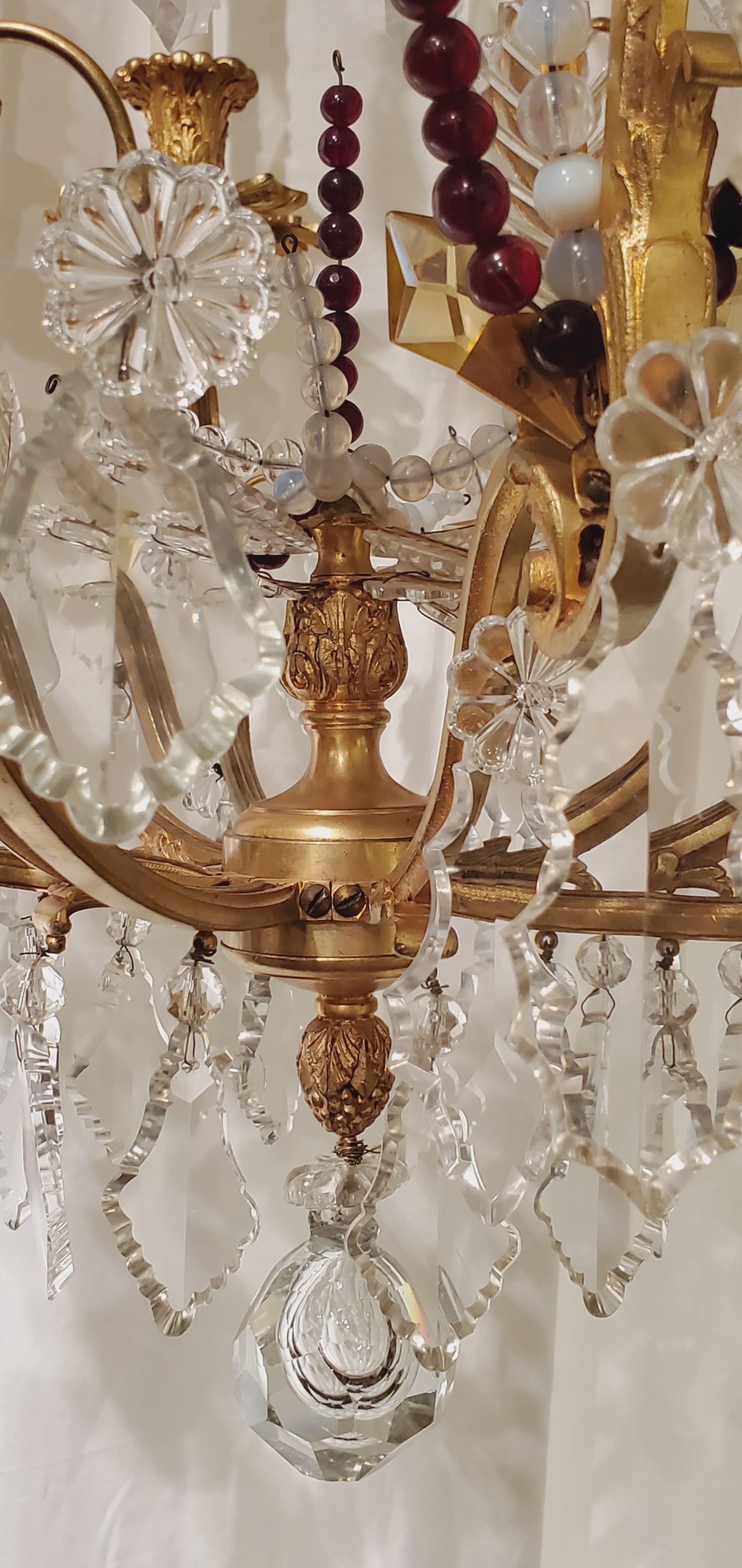 19th Century Antique French Gold Bronze and Crystal Chandelier, circa 1870-1880 For Sale