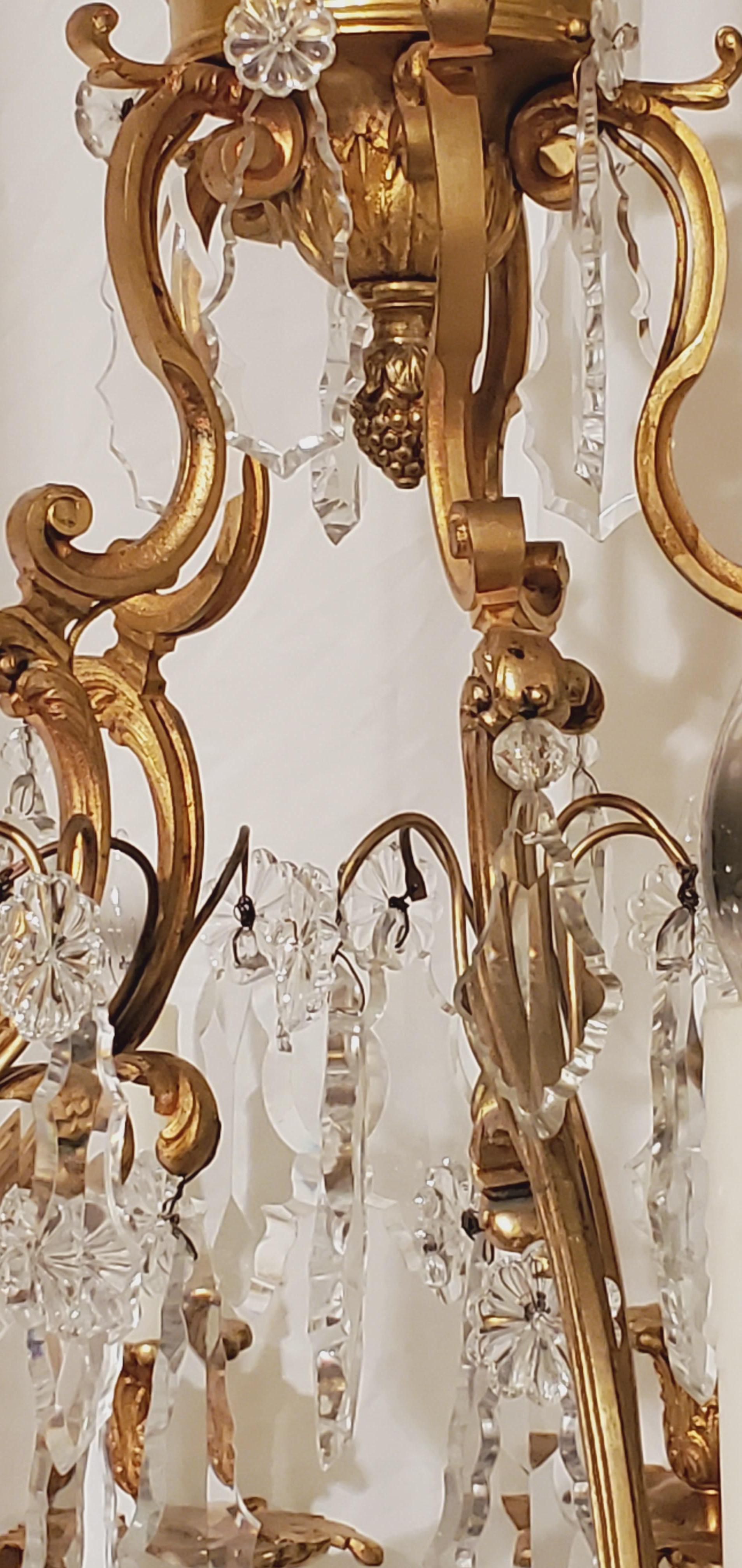 Antique French Gold Bronze and Crystal Chandelier, circa 1870-1880 For Sale 2