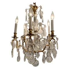 Antique French Gold Bronze and Crystal Chandelier, Circa 1890-1900
