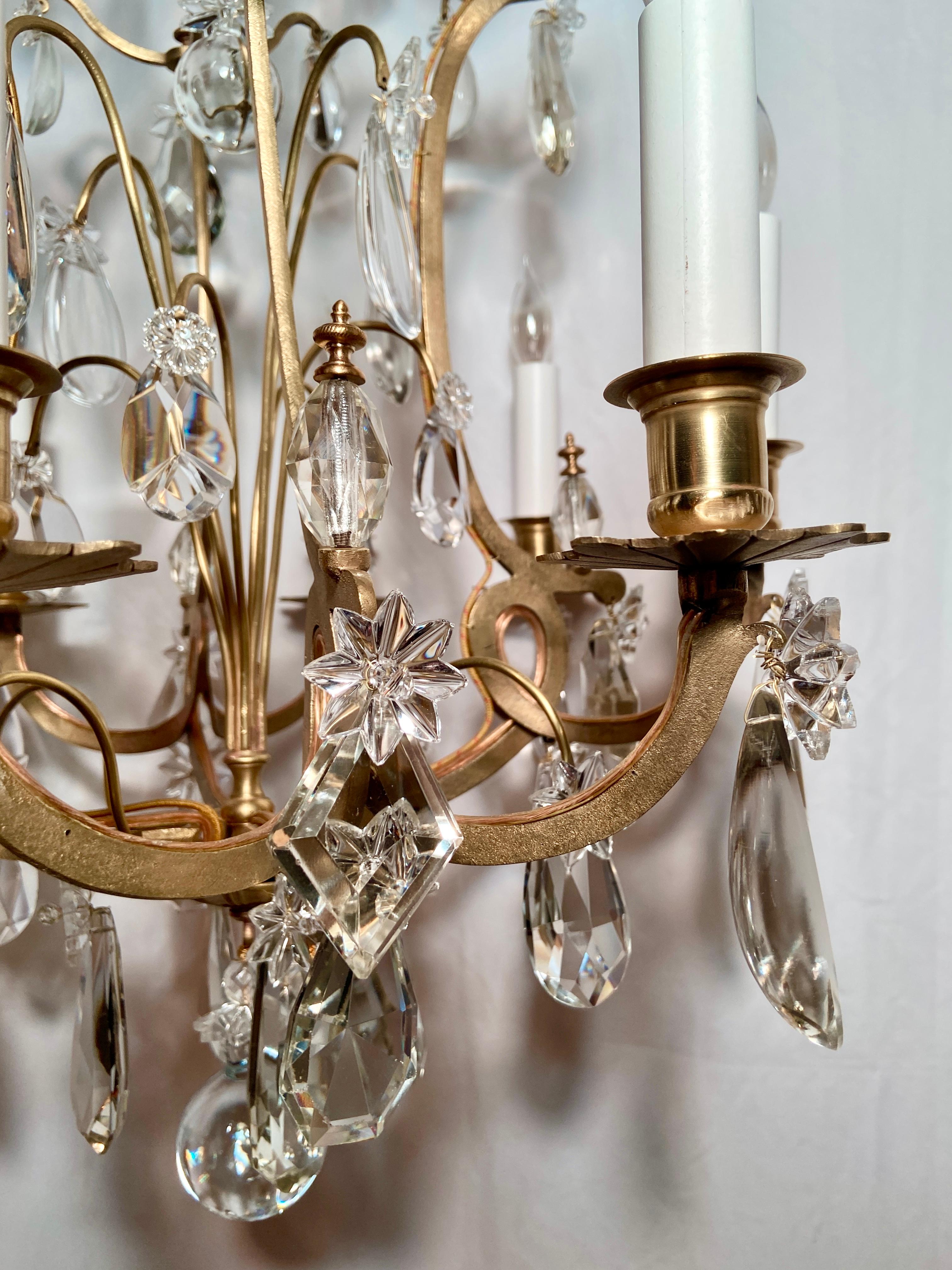 Antique French Gold Bronze and Crystal Chandelier, Circa 1890 In Good Condition In New Orleans, LA