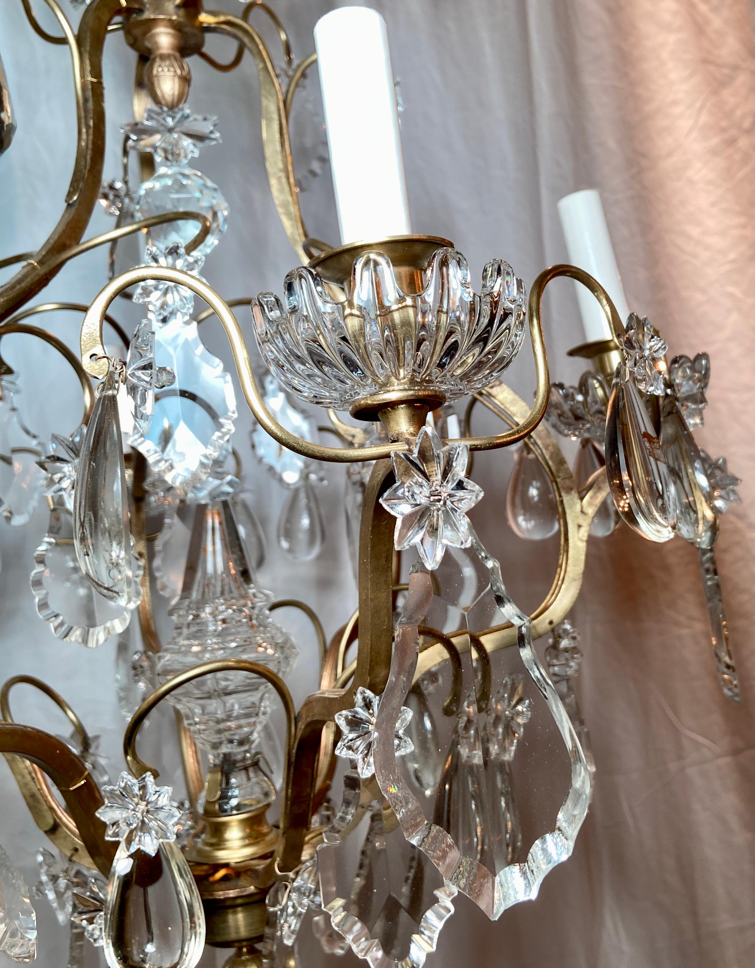 Antique French Gold Bronze and Crystal Chandelier, Circa 1890 In Good Condition For Sale In New Orleans, LA