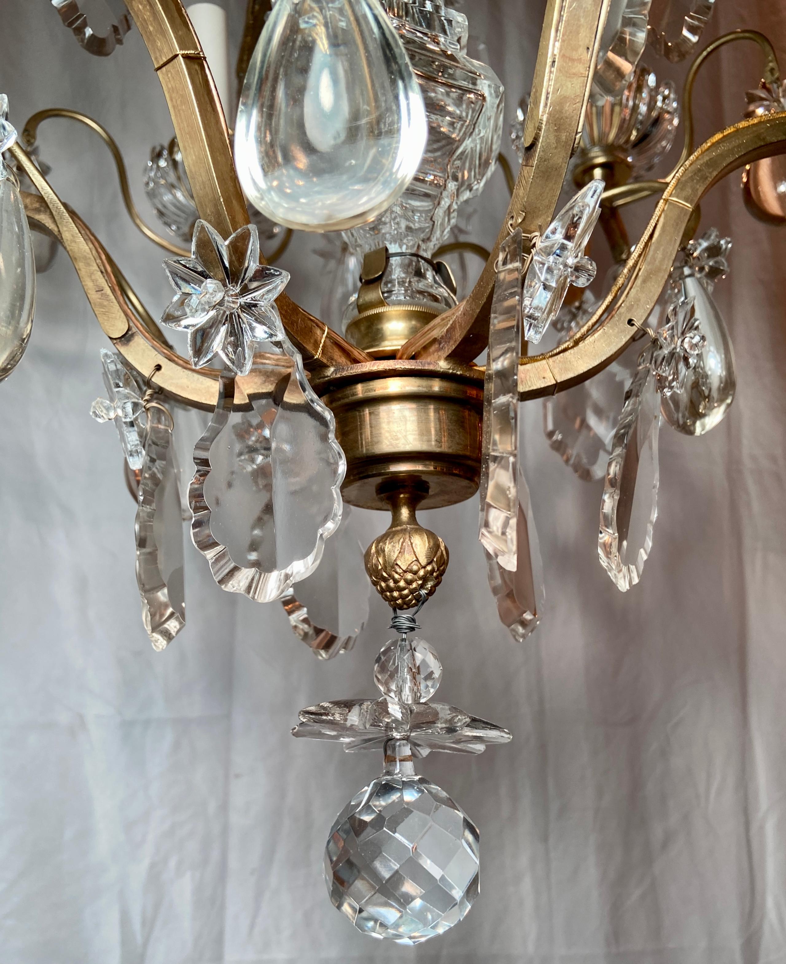 Antique French Gold Bronze and Crystal Chandelier, Circa 1890 For Sale 1