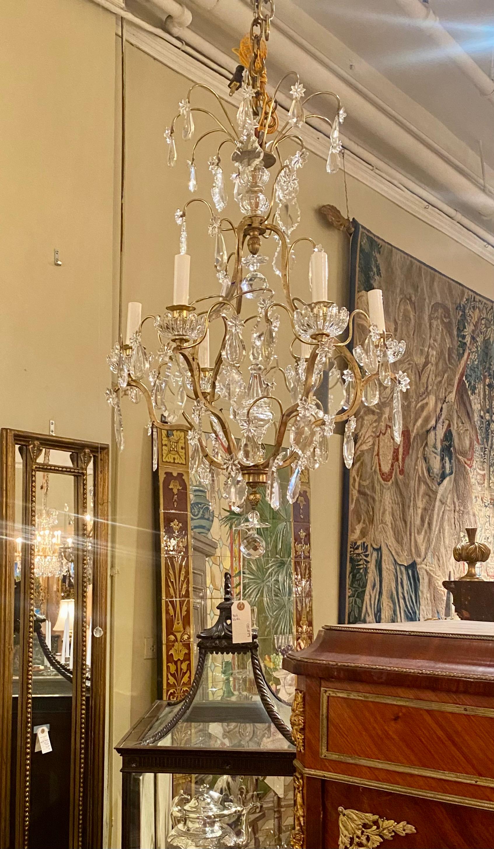 Antique French Gold Bronze and Crystal Chandelier, Circa 1890 For Sale 2