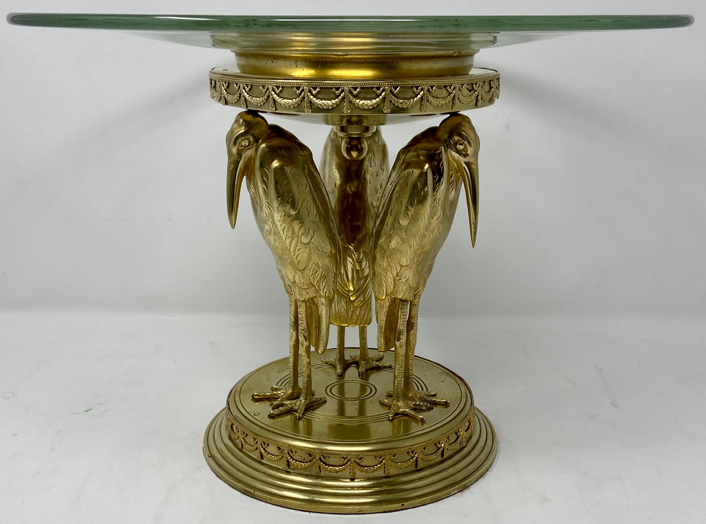 Antike französische „Stork“-Tazza aus Goldbronze und Kristall.