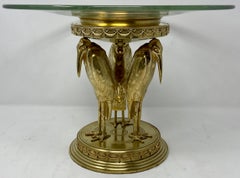 Antique French Gold Bronze and Crystal "Stork" Tazza