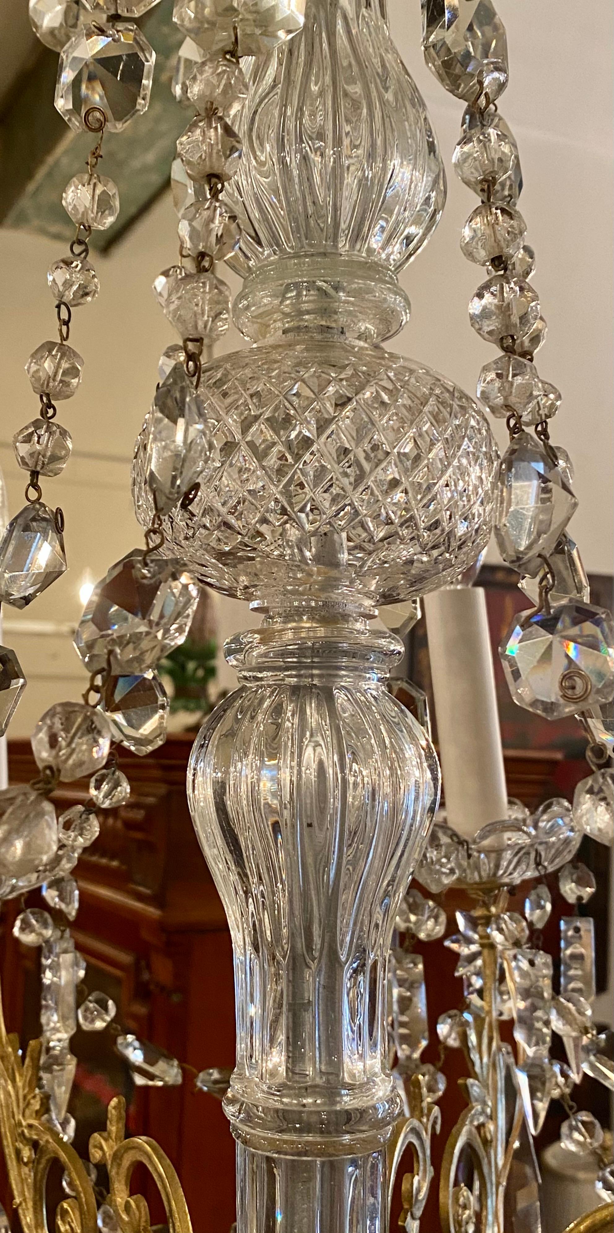 Antique French Gold Bronze and Cut Crystal 6-Light Chandelier, circa 1890 1
