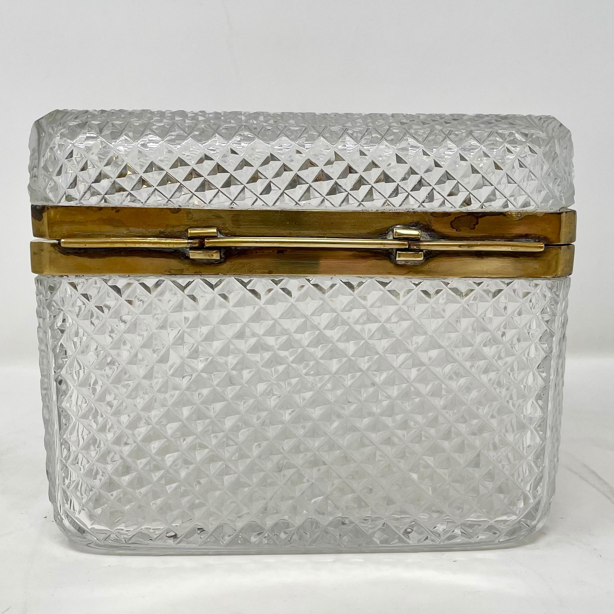 Antique French Gold Bronze and Cut Crystal Jewel Box, circa 1890-1900 In Good Condition In New Orleans, LA