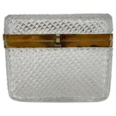 Antique French Gold Bronze and Cut Crystal Jewel Box, circa 1890-1900 Antique French Gold Bronze and Cut Crystal Jewel Box, circa 1890-1900