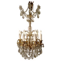 Antique French Gold Bronze 
Baccarat Crystal Chandelier, Circa 1870-1880.