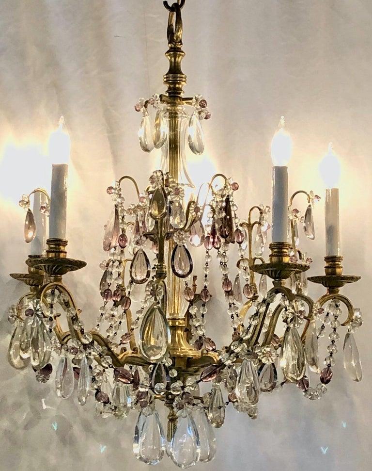 lustre ancien bronze et cristal