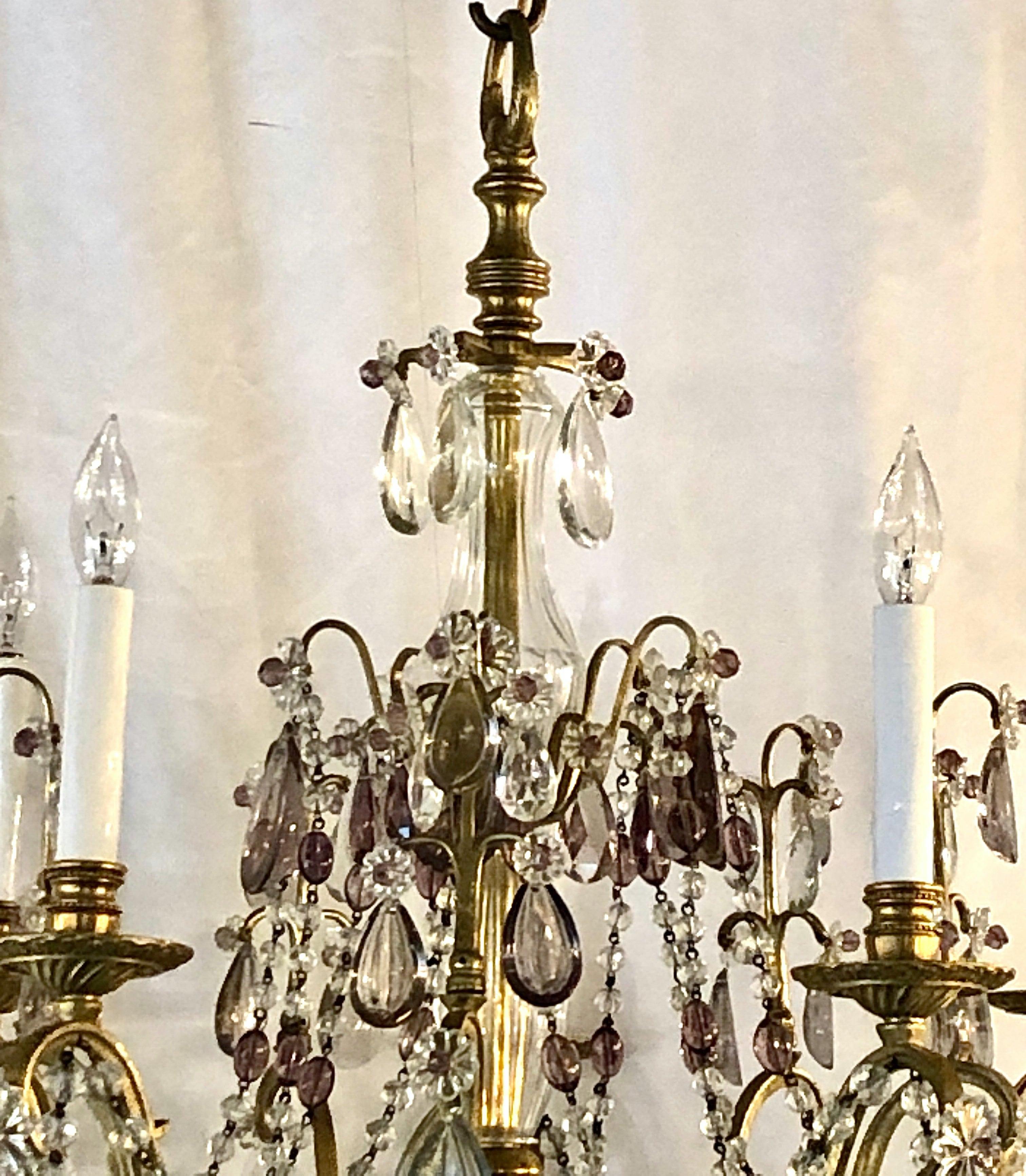 Antique French Gold Bronze and Baccarat Crystal Chandelier, circa 1890 For Sale 1