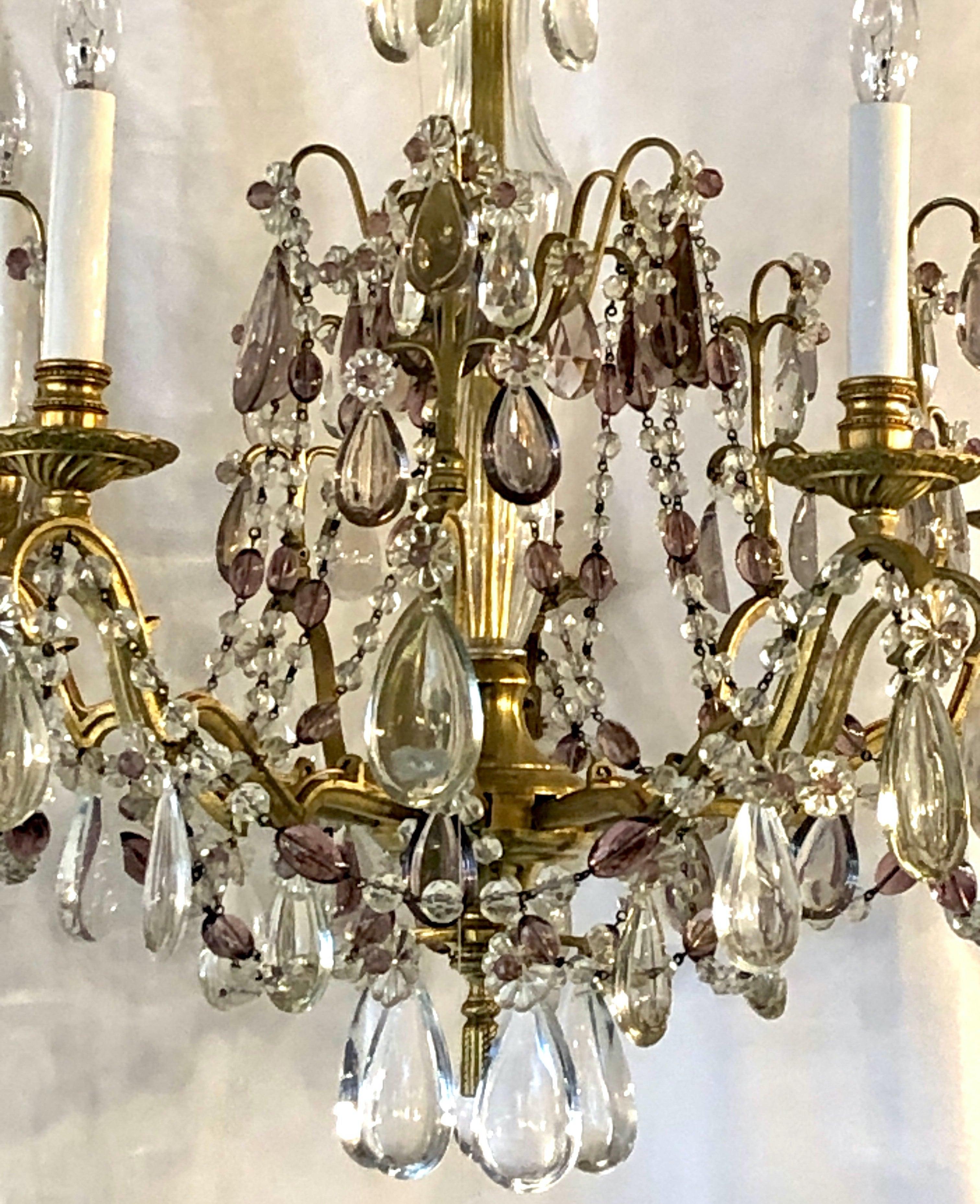 Antique French Gold Bronze and Baccarat Crystal Chandelier, circa 1890 For Sale 3