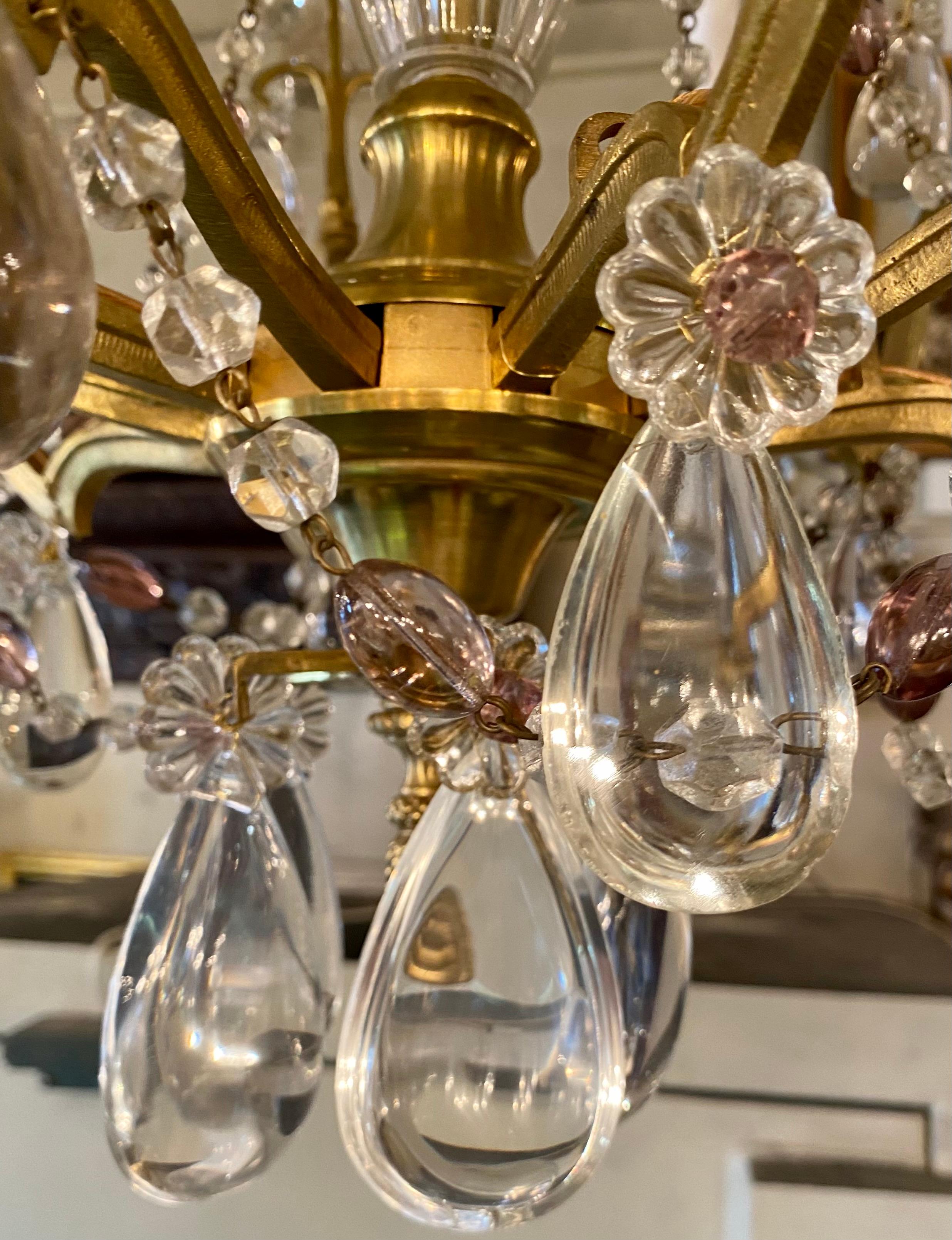 Antique French Gold Bronze and Baccarat Crystal Chandelier, circa 1890 For Sale 4