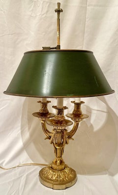 Antique French Gold Bronze Bouillotte Lamp, Circa 1885-1890.