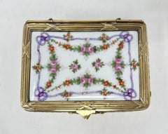 Antique French Gold Bronze & Cut Crystal Enameled Jewel Box, Circa 1890.