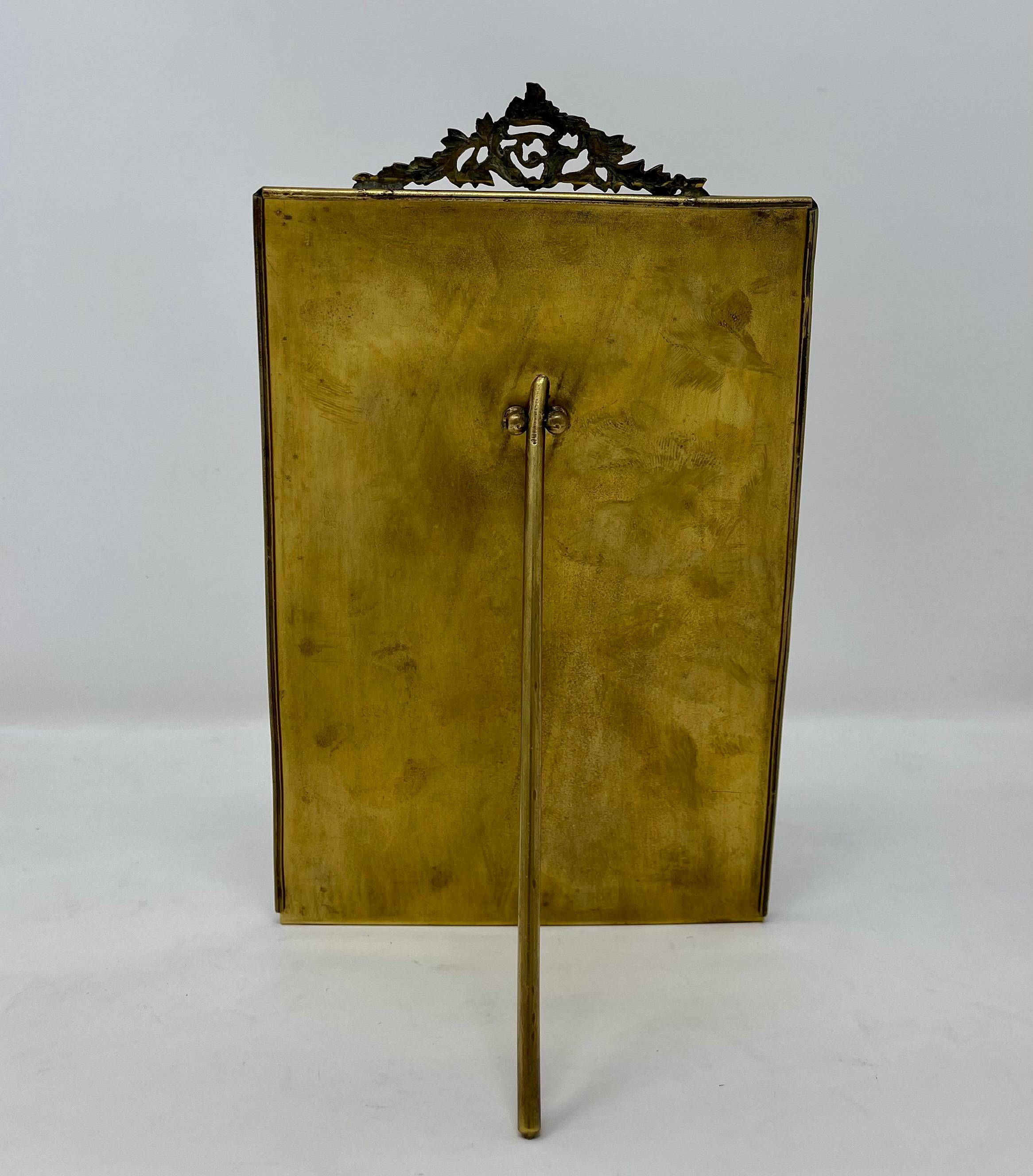 Antique French Gold Bronze Desktop Picture Frame, Circa 1890's-1910 In Good Condition In New Orleans, LA