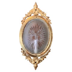 Antique French Gold Bronze & Etched Crystal Wall Sconce, Circa 1900's.