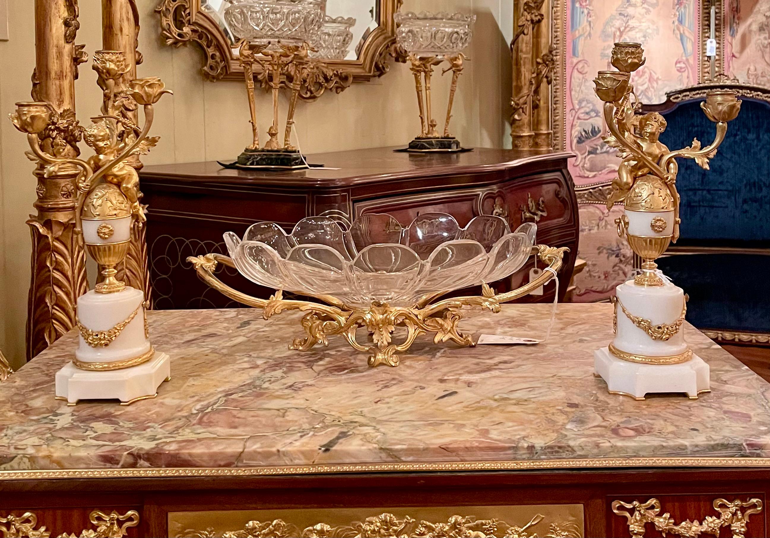 Centre de table français ancien « Coupe » en bronze doré et cristal lourd, vers 1860-1880. en vente 2