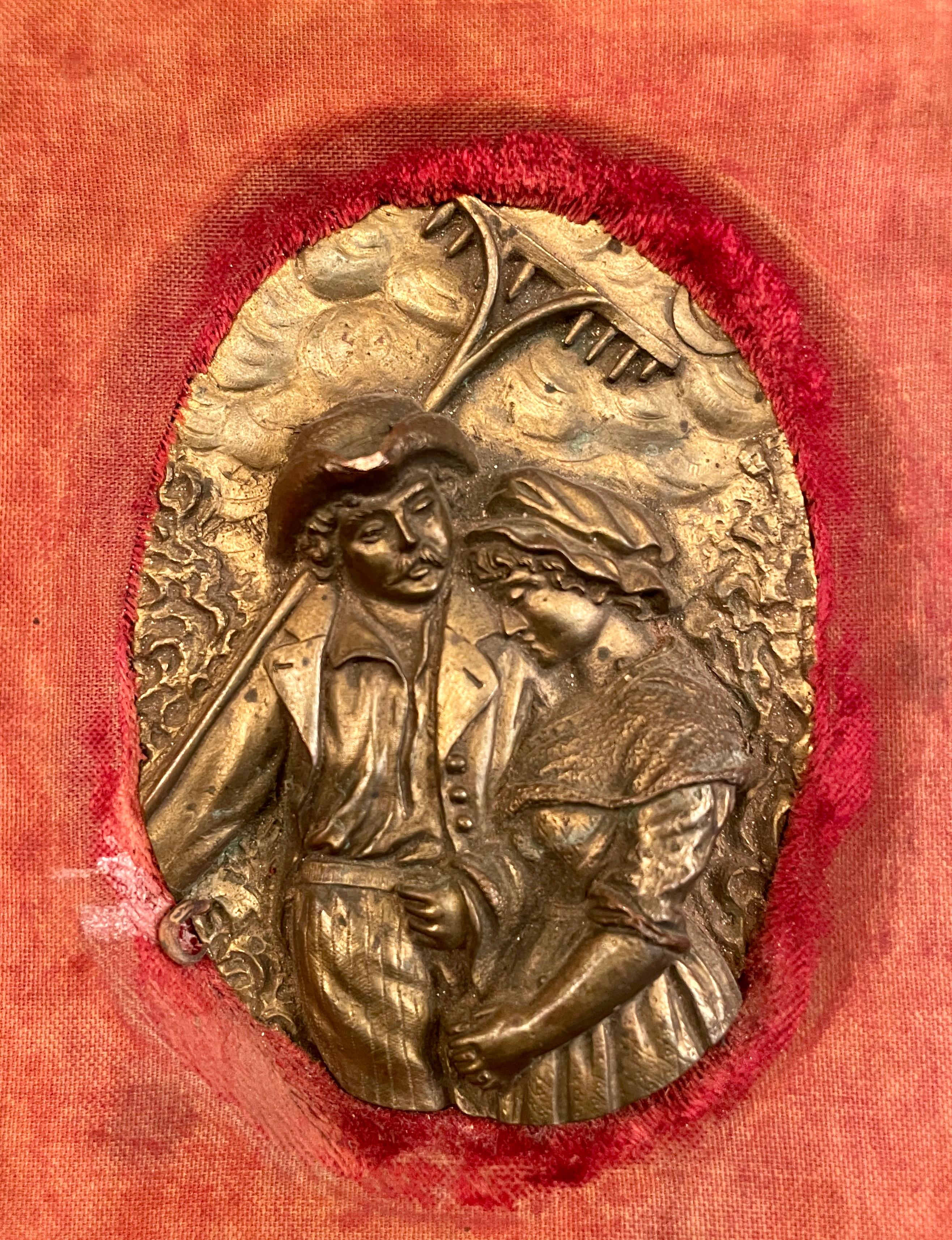Antike französische Wandtafel aus Goldbronze 