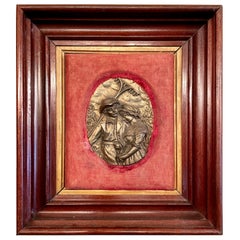 Plaque murale française ancienne en bronze doré « Home From the Fields », vers 1840-1850.