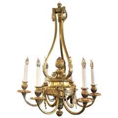 Antique French Gold Bronze Louis XVI Style Chandelier, circa 1870s