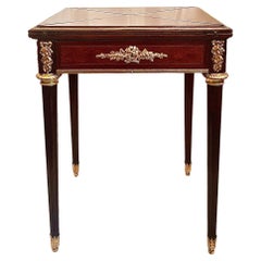 Antique French Gold Bronze & Mahogany Folding Chess Board Card Table, Circa 1885