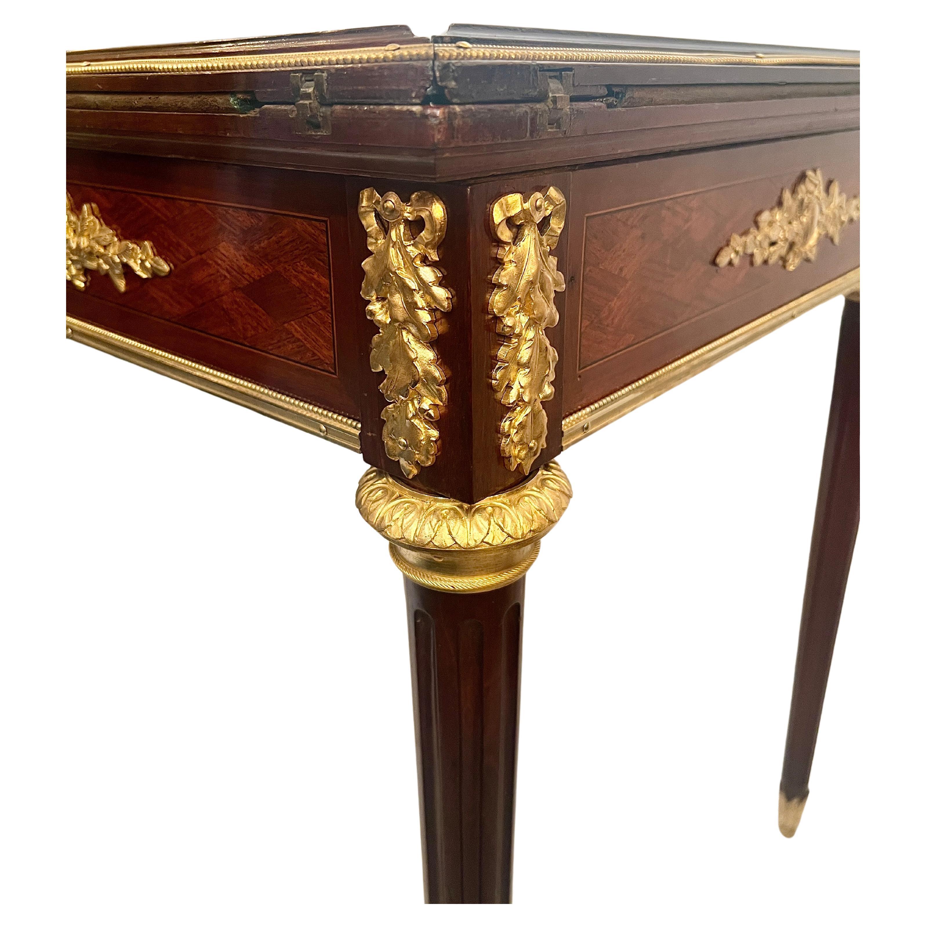 Antique French Gold Bronze & Mahogany Folding Chess Board Card Table, Circa 1885 For Sale 2