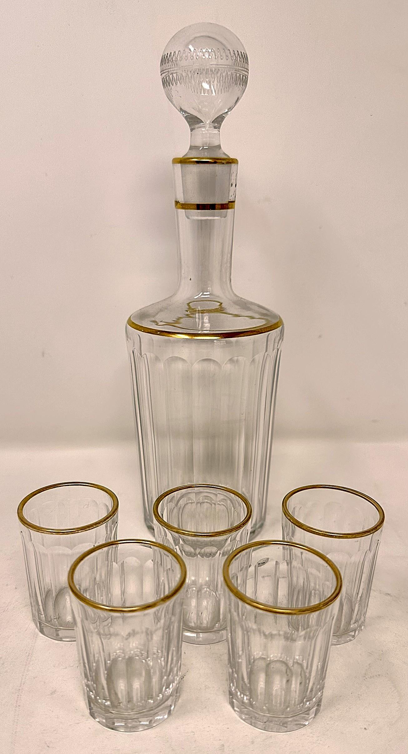 Antique French Goldbronze, Marmor & Kristall Schubkarre Likör Set, CIRCA 1880 (Bronze) im Angebot