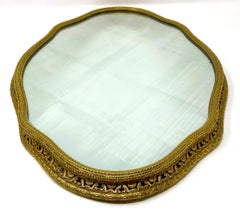 Antique French Gold Bronze Mirrored Plateau, circa 1870-1880
