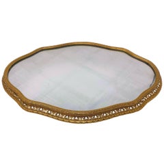 Antique French Gold Bronze Mirrored Plateau, circa 1870-1880