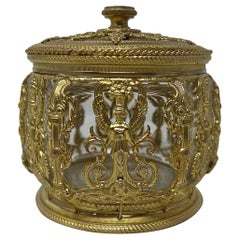 Antique French Gold-Bronze Mounted Cut Crystal Jewel Box, Circa 1890's.