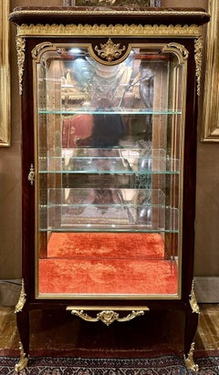 Antique French Gold Bronze Mounted Kingwood Display Cabinet, Circa 1860-1870.